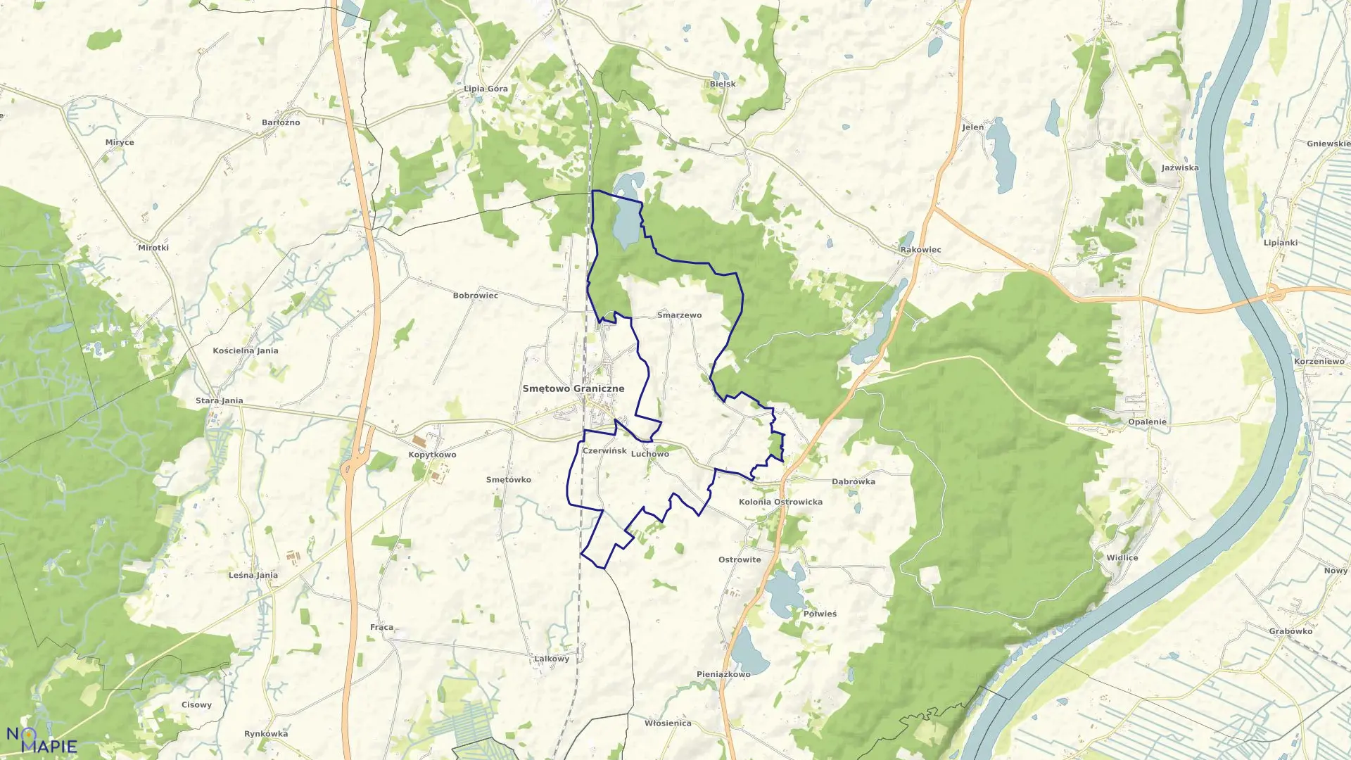 Mapa obrębu Czerwińsk w gminie Smętowo Graniczne