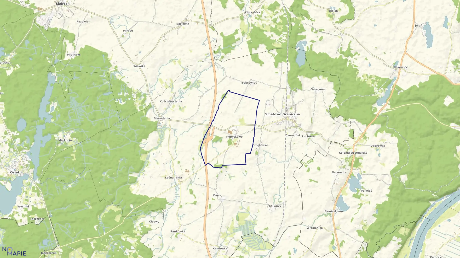 Mapa obrębu Kopytkowo w gminie Smętowo Graniczne